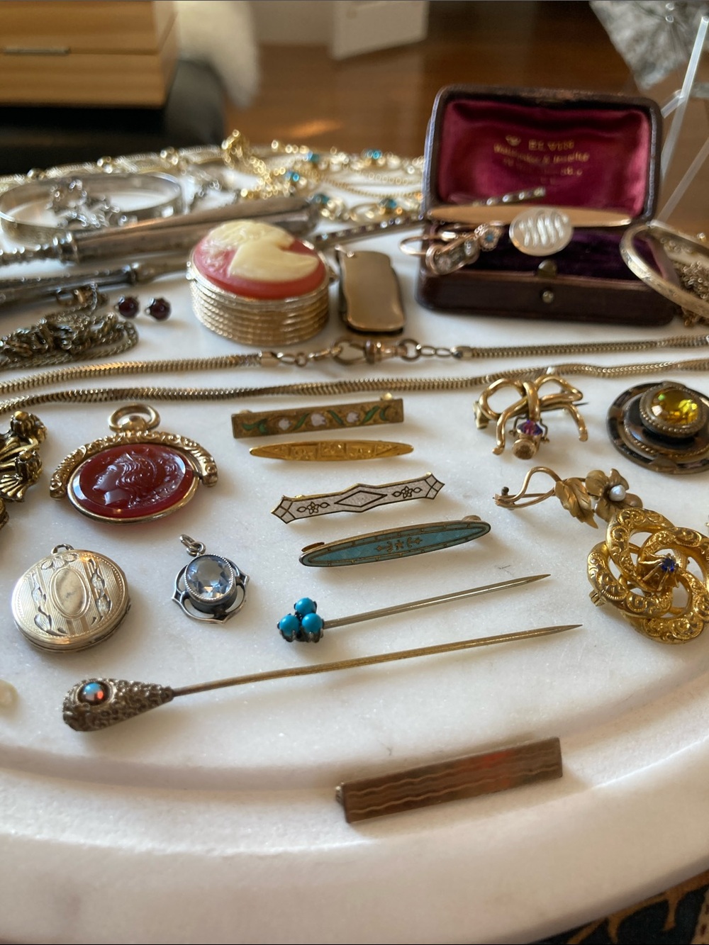 Antique Victorian Sterling Silver, Gemstones, Gold-Filled, etc. Jewelry Lot - Picture 6 of 16